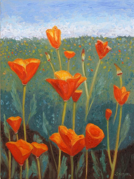 Poppies, giclee print by Susan Sternau, magic of painting flowers