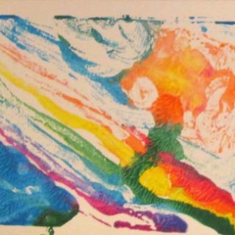 Student rainbow & flower mono-prints