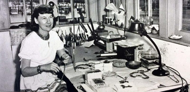 Loyola Fourtane in her studio on the SS Lassen floating art colony