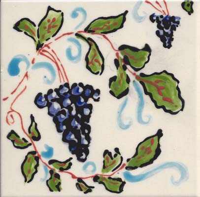 Grapes and Vines Tile by Susan Sternau, holiday art show
