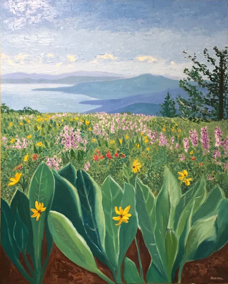 Tahoe Wildflowers print by Susan Sternau, magic of painting flowers