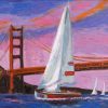 Sailboats with Golden Gate oil by Susan Sternau