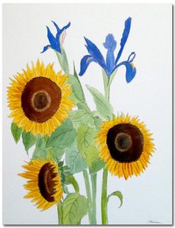 Iris with Sunflowers by Susan Sternau