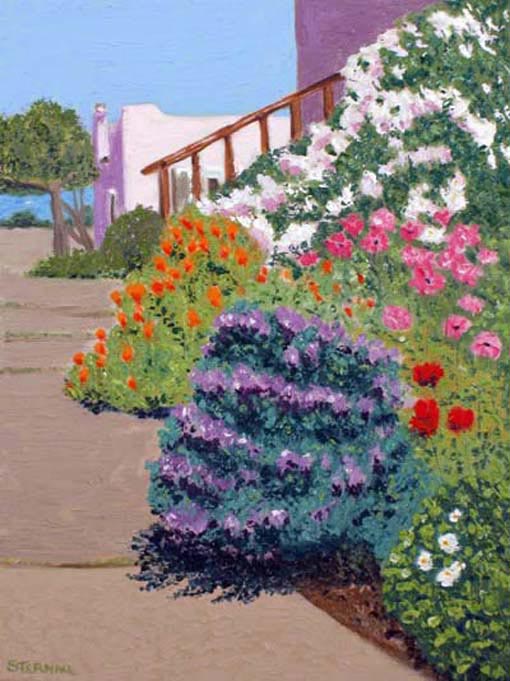 Napa Street View, giclee print by Susan Sternau, magic of painting flowers