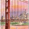 Sunset Bridge with San Francisco by Susan Sternau