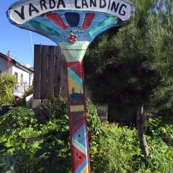 Varda's Landing Street Sign, Sausalito, floating art colony