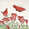Butterflies and Poppies, 6x6 tile, by Susan Sternau