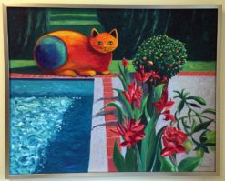Tropical Cat 1 Oil Painting framed by Susan Sternau