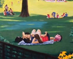 Summer in the Park Oil by Susan Sternau, detail