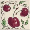 Three Cherries, ceramic tile by Susan Sternau