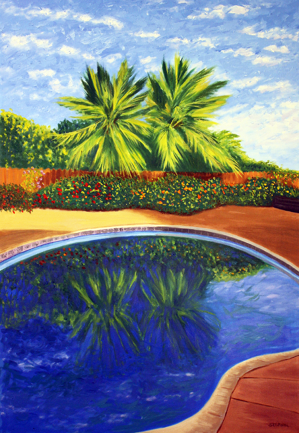 Pool with Palms by Susan Sternau Palm