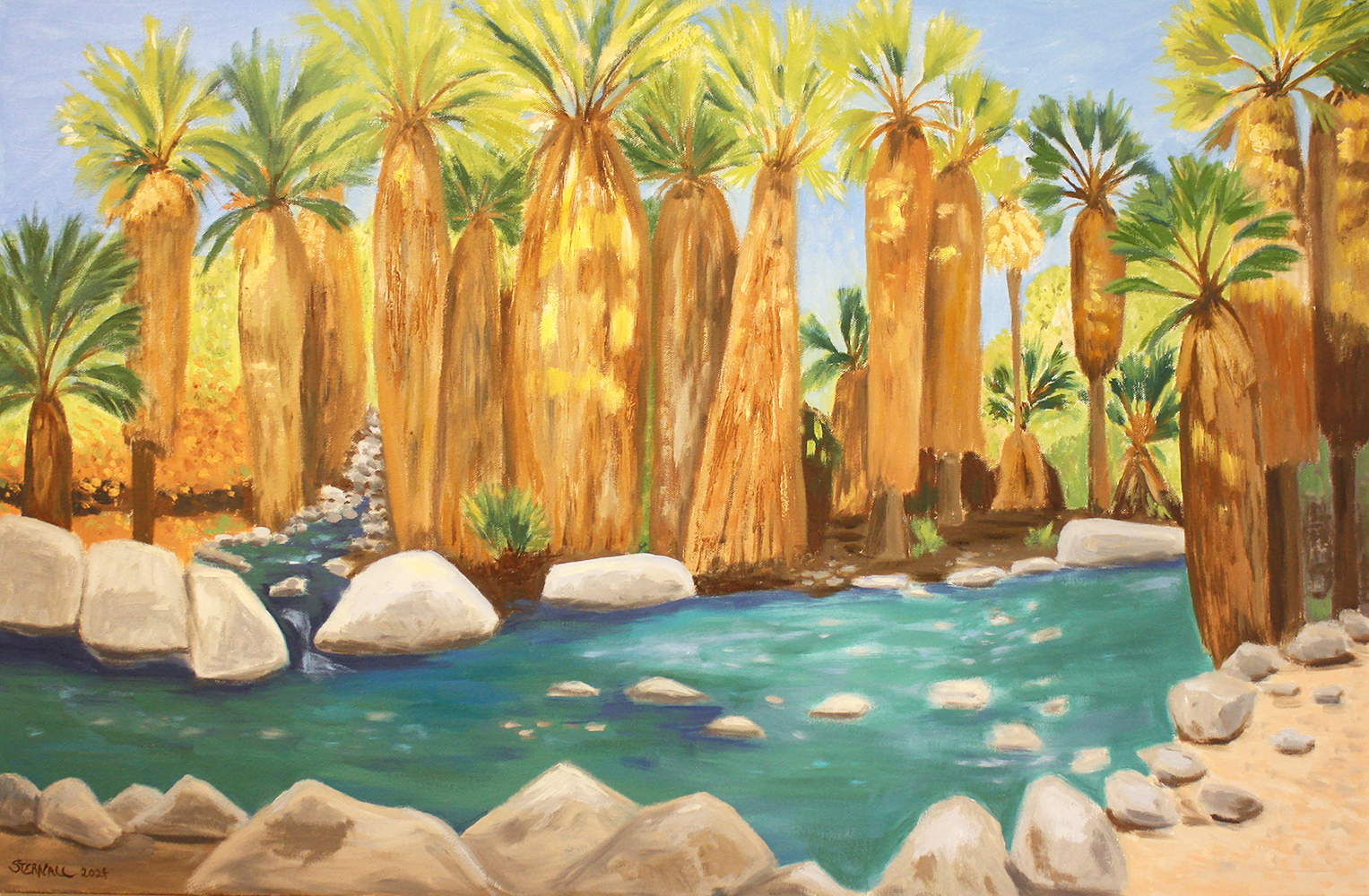 Stream with Palms, Palm Canyong by Susan Sternau