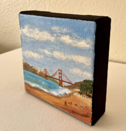 Baker Beach with Golden Gate mini oil, side, by Susan Sternau