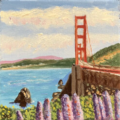 Golden Gate from Vista Point mini oil front by Susan Sternau