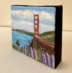 Golden Gate from Vista Point mini oil side by Susan Sternau