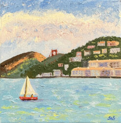 Sausalito Hills with Golden Gate 2 Mini Oil