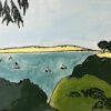 Sailboats from Angel Island large tile by Susan Sternau