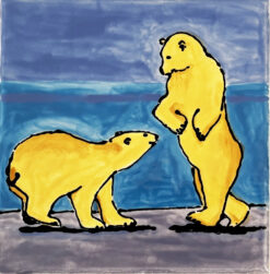 Two polar bears tile by susan sternau